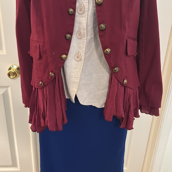 CCO PRICE DROP 🔥🔥 Stylish Unique Style Maroon Open Jacket Size Medium - Picture 4 of 10